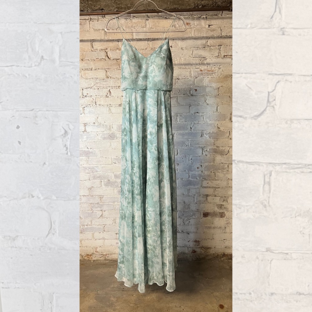 jenny yoo v-neck thin strap bridesmaid dress [size 2]